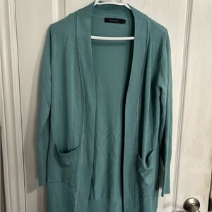 Merokeety Teal Open-Front Pocket Cardigan